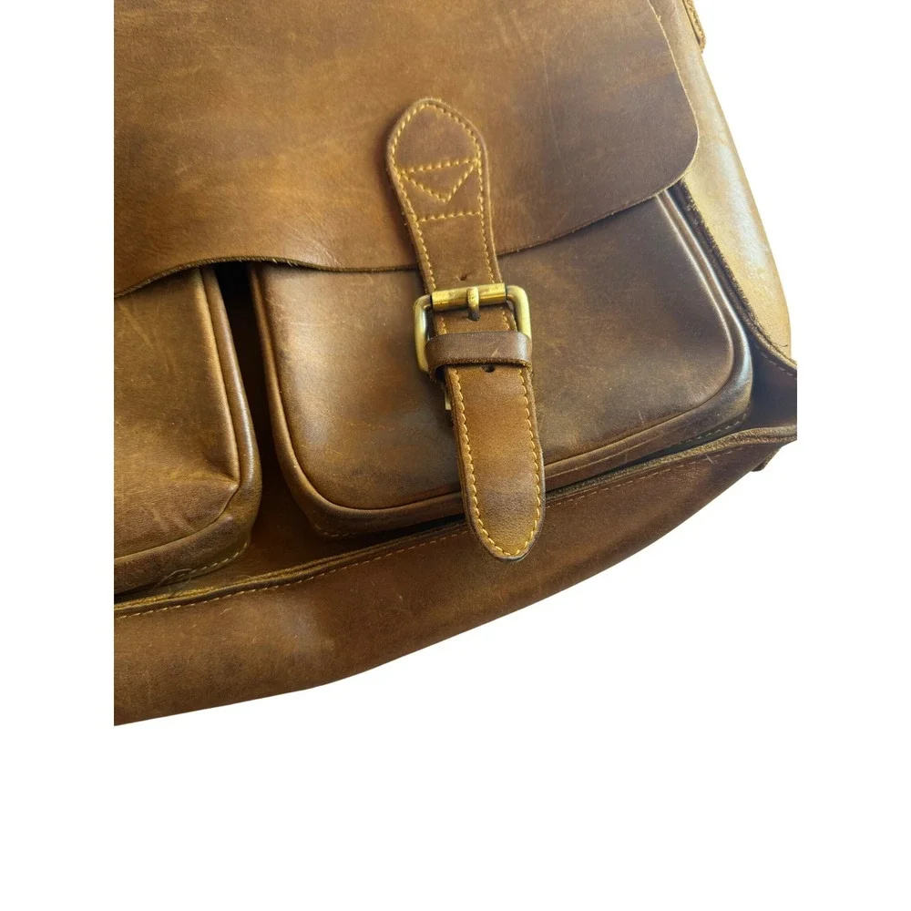 Distressed Brown Leather Messenger Bag Laptop Satchel Briefcase Crossbody Rugged